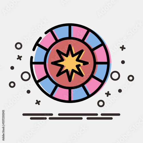 Icon astrological sign. Zodiac horoscope elements. Icon in MBE style.