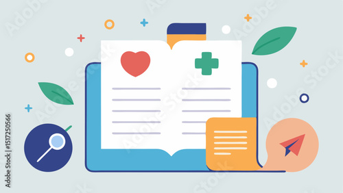 Health Articles A scrolling section featuring curated health and wellness articles illustrated with small book icons and thumbnail images of each article for visual appeal.