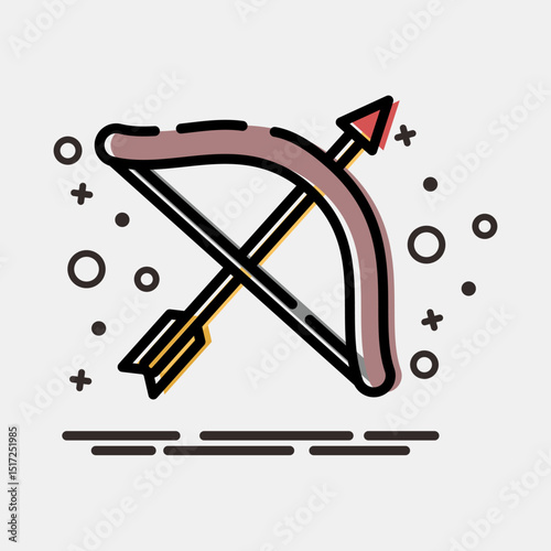 Icon sagitarius the archer. Zodiac horoscope elements. Icon in MBE style.