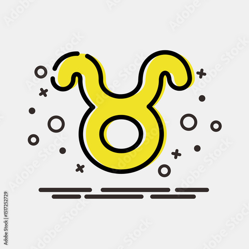 Icon taurus. Zodiac horoscope elements. Icon in MBE style.