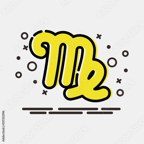 Icon virgo. Zodiac horoscope elements. Icon in MBE style.