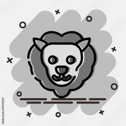 Icon leo the lion. Zodiac horoscope elements. Icon in comic style.