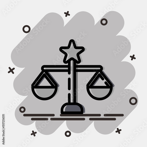 Icon libra the balance. Zodiac horoscope elements. Icon in comic style.