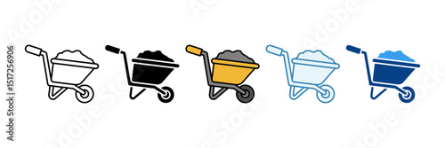 Wheelbarrow  Icon Set Multiple Style Collection