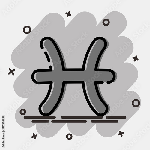 Icon pisces. Zodiac horoscope elements. Icon in comic style.