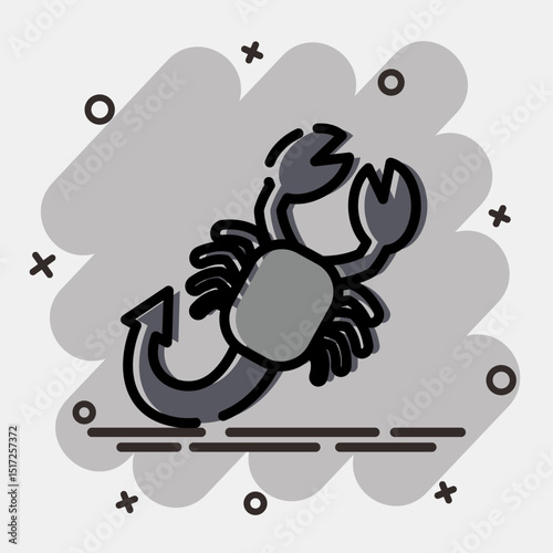 Icon scorpio the scorpion. Zodiac horoscope elements. Icon in comic style.