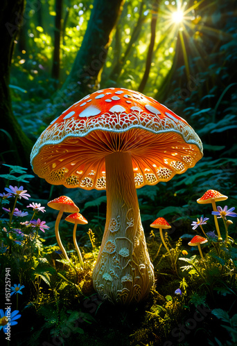 Enchanted Forest with Majestic Mushrooms