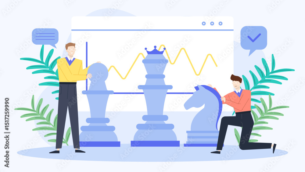 Obraz premium Strategic chess game with large blue pieces; depicts competition, strategy, intelligence, thinking ahead. Great for business, strategy, competition concepts.