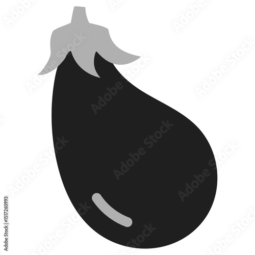 茄子の和風アイコンイラスト（一富士、二鷹、三茄子）　モノクロ
