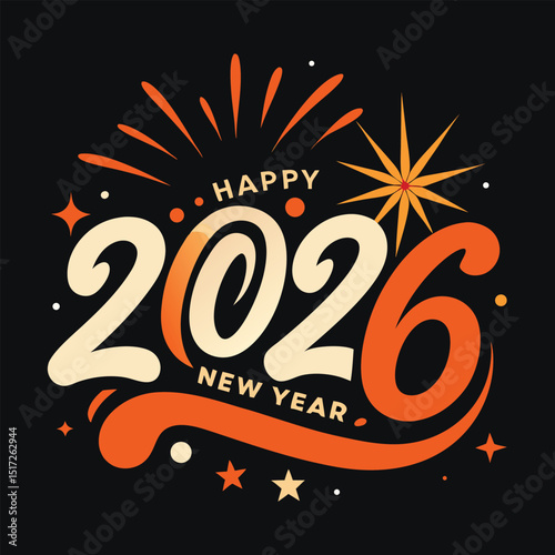 2026 poster, Happy new year poster 2026 on Black background