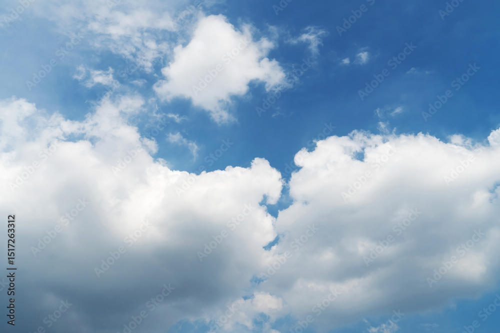 Naklejka premium Blue sky with cirrus cloud. It's clearing day and good weather in the morning