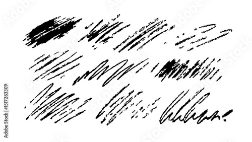 grunge sketch brush stroke texture scribble vector hand drawn set pack