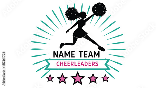 Cheerleader Silhouette Jumps with Poms, a vibrant vector graphic for spirit and teamwork concept.