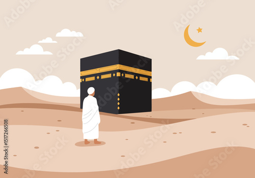 Peaceful Pilgrimage: Silhouette at the Kaaba in Mecca