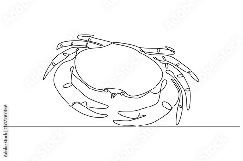 Continuous one line drawing of Sea crab. Single line drawing illustration of Red crab. Seafood dish concept vector art. Doodle line illustration.