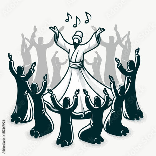 sufi dance cartoon vector illustration