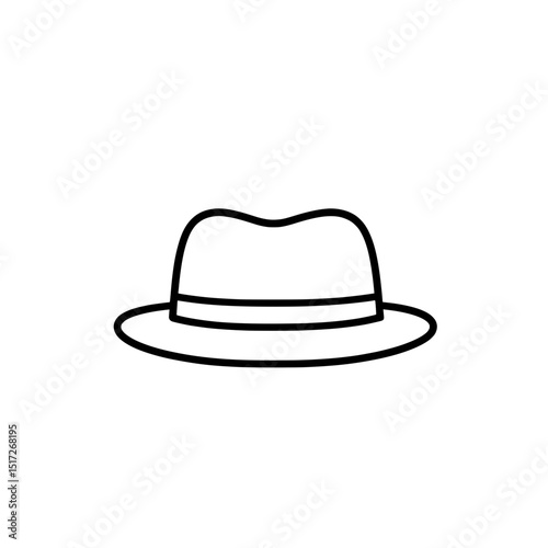 Line Style Fedora Hat Icon for Retro Fashion, Head Accessory, and Stylish Outfit Design