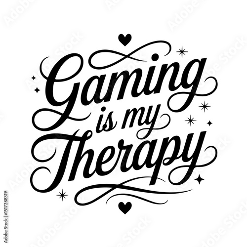 Gaming is My Therapy. Gamer Quote Vector Design Isolated on White Background