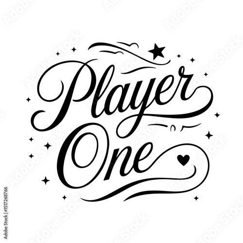 Player One. Gamer Quote Vector Design Isolated on White Background
