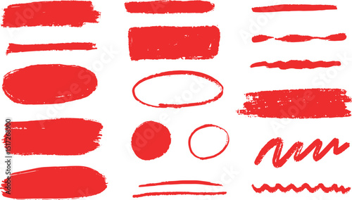 筆やクレヨンで書いた丸や線の素材セットベクター