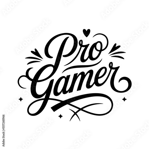 Pro Gamer. Gamer Quote Vector Design Isolated on White Background
