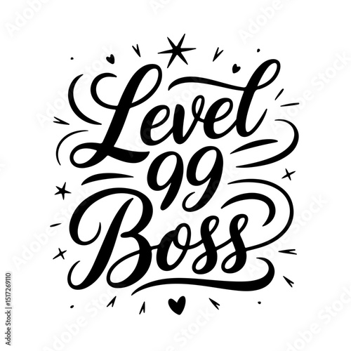Level 99 Boss. Gamer Quote Vector Design Isolated on White Background