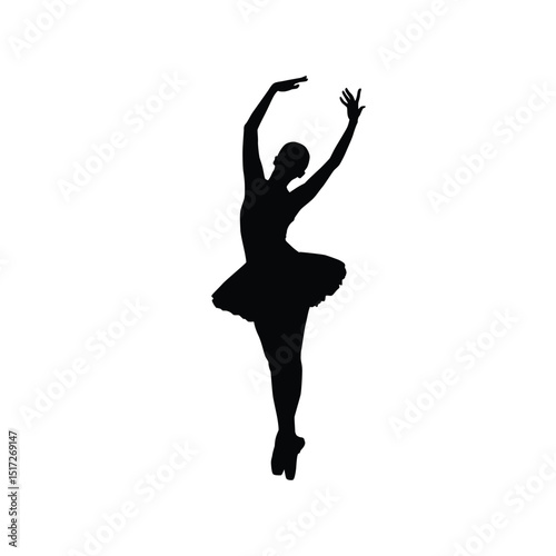 Silhouette of a graceful ballerina dancing in a poised pose, expressing elegance and balance