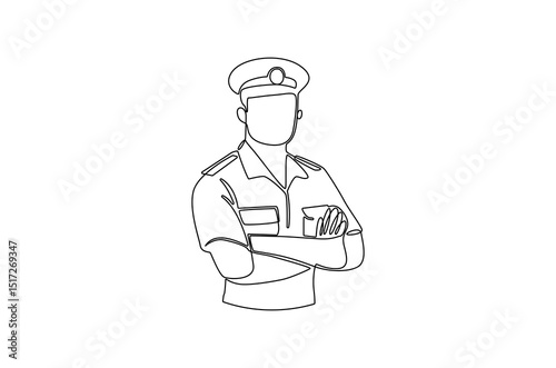 Continuous one line drawing of Sailor man. Single line drawing illustration of Seafarers. Day of the seafarer concept vector art. Doodle line illustration.
