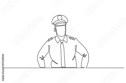 Continuous one line drawing of Sailor man. Single line drawing illustration of Seafarers. Day of the seafarer concept vector art. Doodle line illustration.