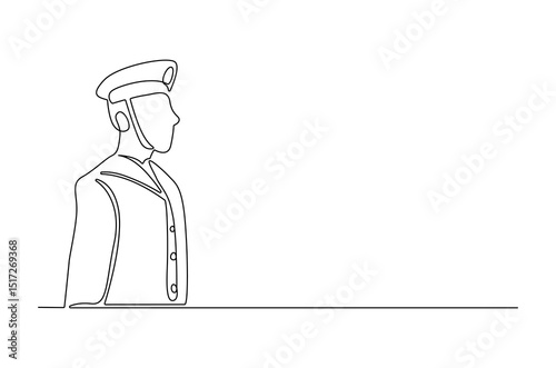 Continuous one line drawing of Sailor man. Single line drawing illustration of Seafarers. Day of the seafarer concept vector art. Doodle line illustration.