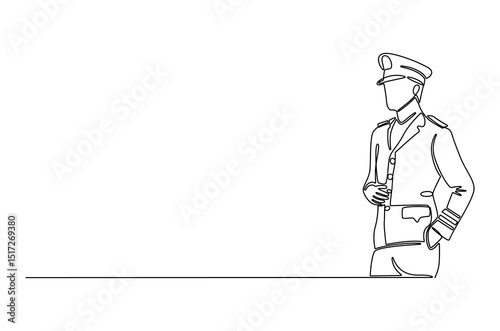 Continuous one line drawing of Sailor man. Single line drawing illustration of Seafarers. Day of the seafarer concept vector art. Doodle line illustration.