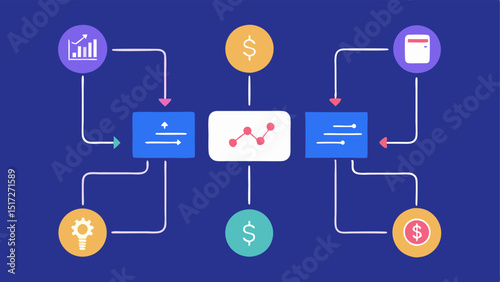 AI DecisionMaking Process An infographic showing a flowchart of how AI decides optimal investment paths including data input analysis and output recommendations.