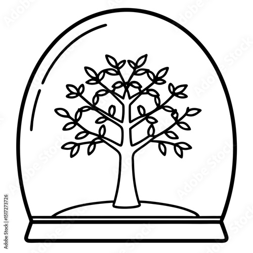 Simple Terrarium Tree Vector on White Background