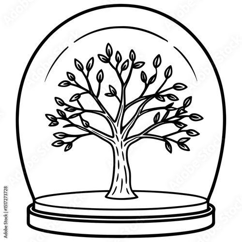 Simple Terrarium Tree Vector on White Background
