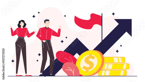 Man and woman celebrating financial success, suitable for business presentations, financial blogs, investment websites, and banking advertisements.
