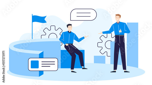 Two men discussing a business strategy, suitable for articles, presentations, websites, and business-related materials. Perfect for corporate settings.