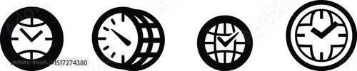 Vector Illustration of a Globe with Clock – World Time Concept Design

