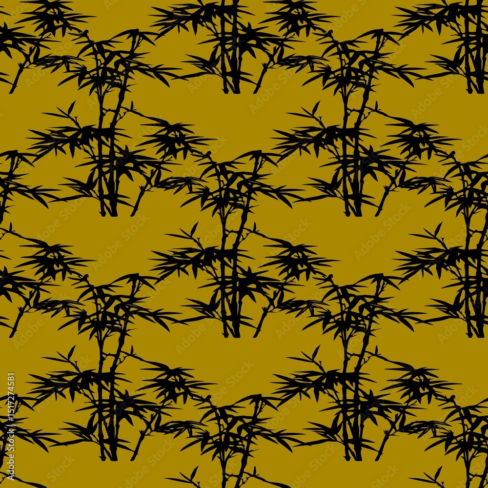 silhouette of a bamboo tree in seamless pattern