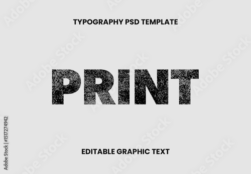 Black And White Print Bold Font Stamp Distressed Grunge Text Effect

