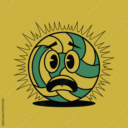 Scared volleyball cartoon character design