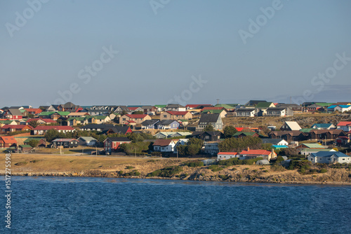 Bild auf Leinwand Part of the city of Stanley, capital of the Falkland Islands (Islas Malvinas), is seen from the harbour