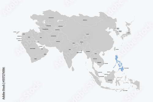 Philippines vector map, Asia map Silhouette isolated on white background. for website layouts, background,education,travel worldwide, map silhouette and earth geography