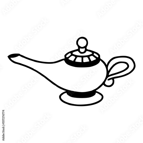 wishing lamp line art