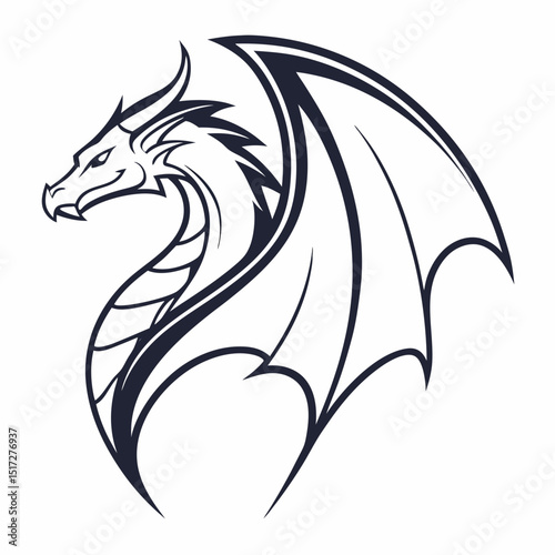 Minimalist Dragon Logo Vector Design
