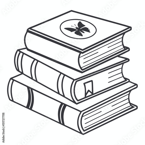 Stack of Books Clipart in Flat Style

