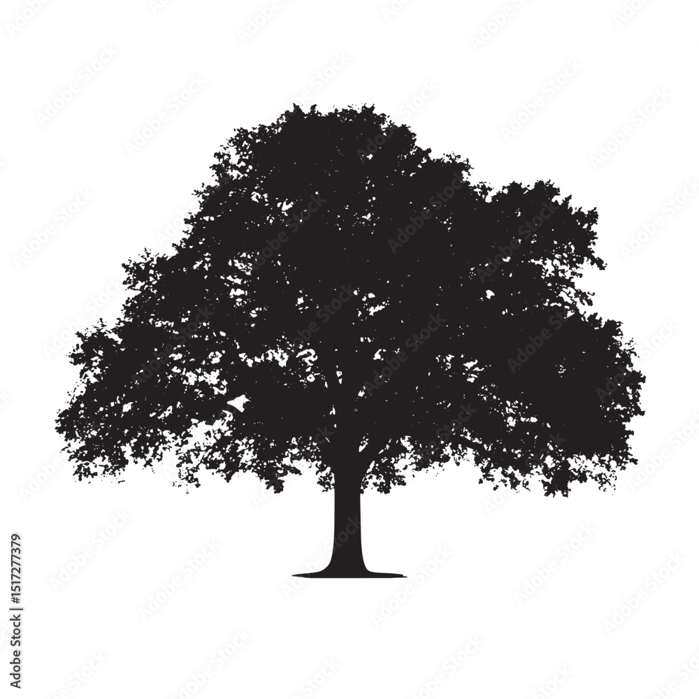 Fototapeta premium Foliage Oak Tree Vector Black