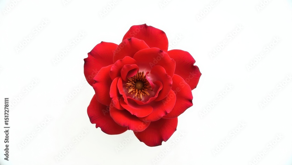 A Single Red Rose Blooming Brightly in Gentle Light A Single Red Rose Blooming Brightly in Gentle Light