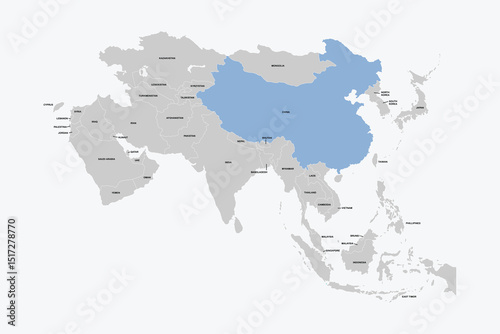 China vector map, Asia map Silhouette isolated on white background. for website layouts, background,education,travel worldwide, map silhouette and earth geography