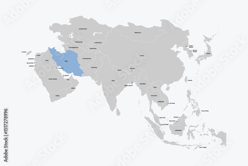 Iran vector map, Asia map Silhouette isolated on white background. for website layouts, background,education,travel worldwide, map silhouette and earth geography