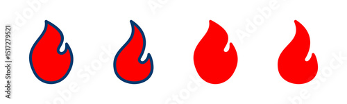 Fire icon vector isolated on white background. Fire flame icon template. Fire flames symbol vector